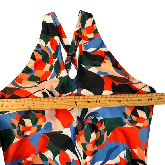 Jasambac Modest Swim Dress Size L Floral Print One Piece Skirted New NO BRIEFS - Picture 9 of 11